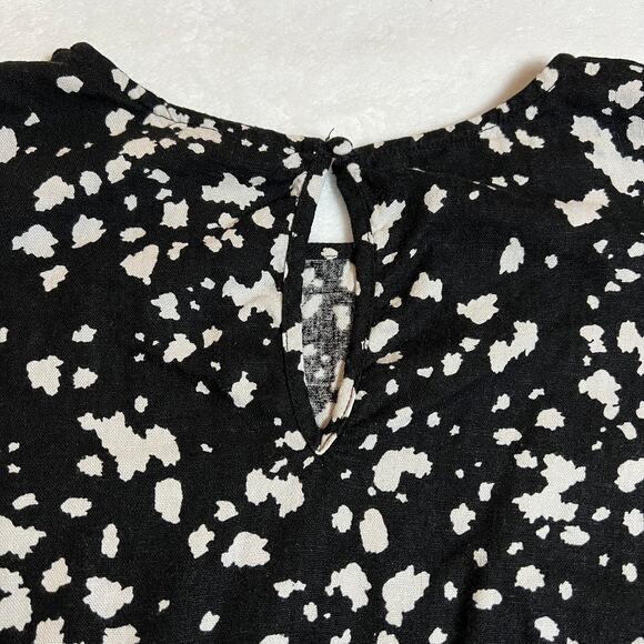 Who What Wear Flutter Sleeve Peplum Hem Blouse Size Large Linen Blend Artsy - Picture 5 of 12